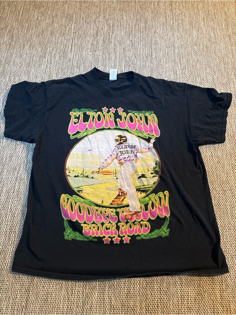 Elton John Black Graphic Tee - Goodbye Yellow Brick Road